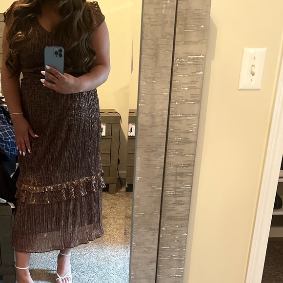 Gold/brown ruffled dress - Picture 2 of 2